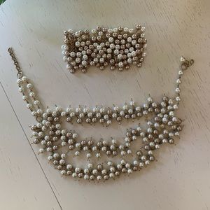 Stella & Dot Pearl Necklace and Bracelet Set